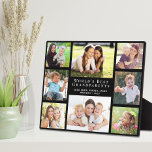 World's Best Grandparents Photo Collage Plaque<br><div class="desc">Give the world's best grandparents an elegant custom multi-photo collage plaque that they will treasure and enjoy for years. You can personalize with eight photos of grandchildren, children, other family members, pets, etc., personalize the expression "World's Best Grandparents, " and add the grandchildren's names, all in modern white typography against...</div>