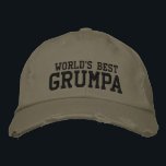 World's Best Grumpa | Funny Grandpa Personalized Embroidered Hat<br><div class="desc">Simple retro vintage text design of an endearing nickname for the world's best grumpy grandfathers - grumpa. Customize the text to include your favourite nickname.</div>