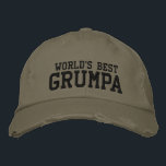 World's Best Grumpa | Funny Grandpa Personalized Embroidered Hat<br><div class="desc">Simple retro vintage text design of an endearing nickname for the world's best grumpy grandfathers - grumpa. Customize the text to include your favourite nickname.</div>