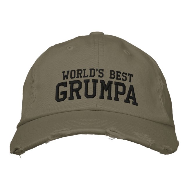 World's Best Grumpa | Funny Grandpa Personalized Embroidered Hat (Front)
