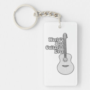 World's best guitarist ever. black and white keychain