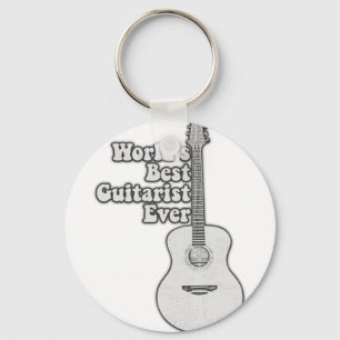 World's best guitarist ever. black and white keychain