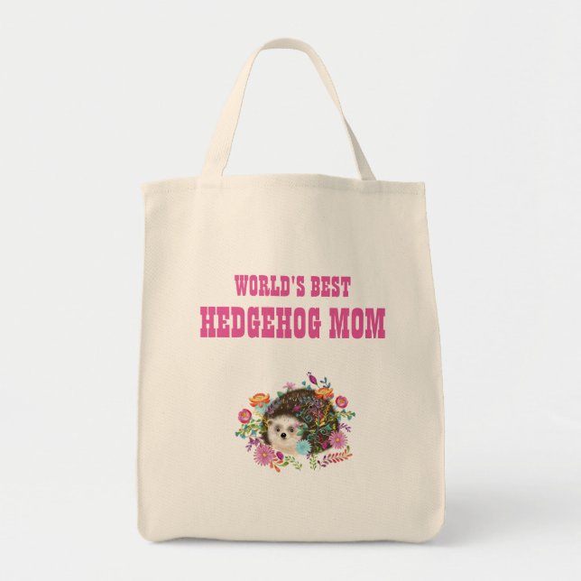 Worlds Best Hedgehog Mom Greatest Adoption Rescue Tote Bag (Front)