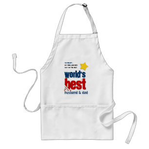Worlds Best Husband and DAD with RED BLUE Text 3D Standard Apron