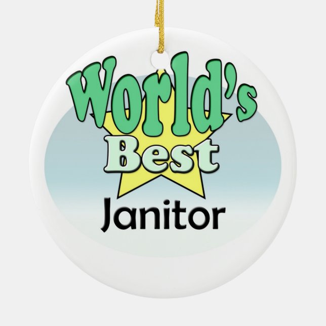 World's best Janitor Ceramic Ornament (Back)