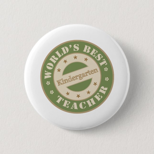 Worlds Best Kindergarten Teacher 2 Inch Round Button (Front)