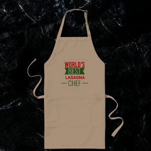 World's Best Lasagna Chef - red khaki green Long Apron