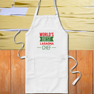 World's Best Lasagna  Chef   -  red white green Long Apron