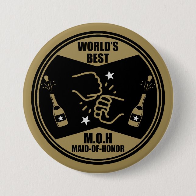 World's Best Maid Of Honour 3 Inch Round Button (Front)