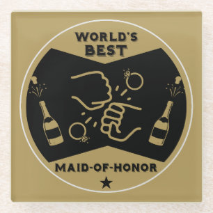 World's Best Maid Of Honour Glass Coaster