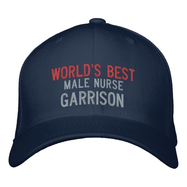 World's Best Male Nurse Red and White Embroidered Hat (Front)