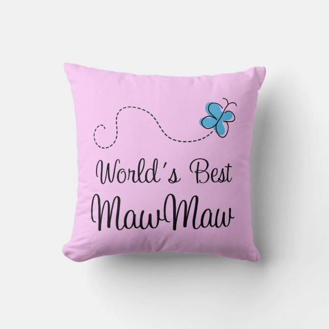 Worlds Best MawMaw Throw Pillow (Front)