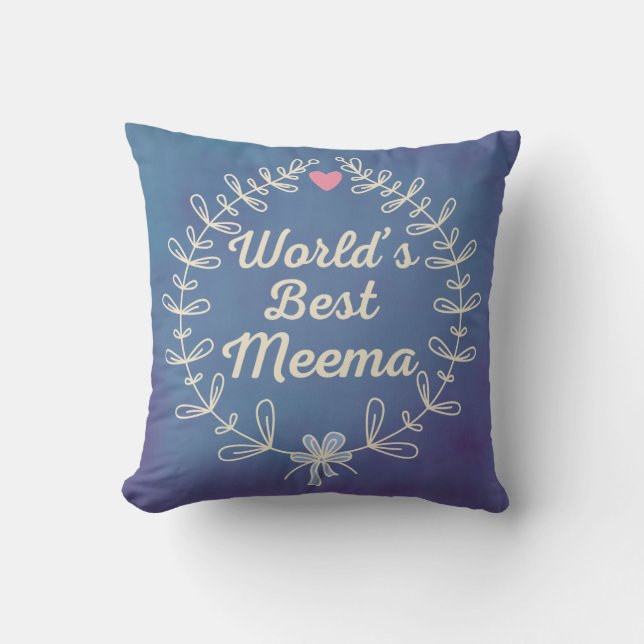World's Best Meema Wreath Throw Pillow Gift (Front)