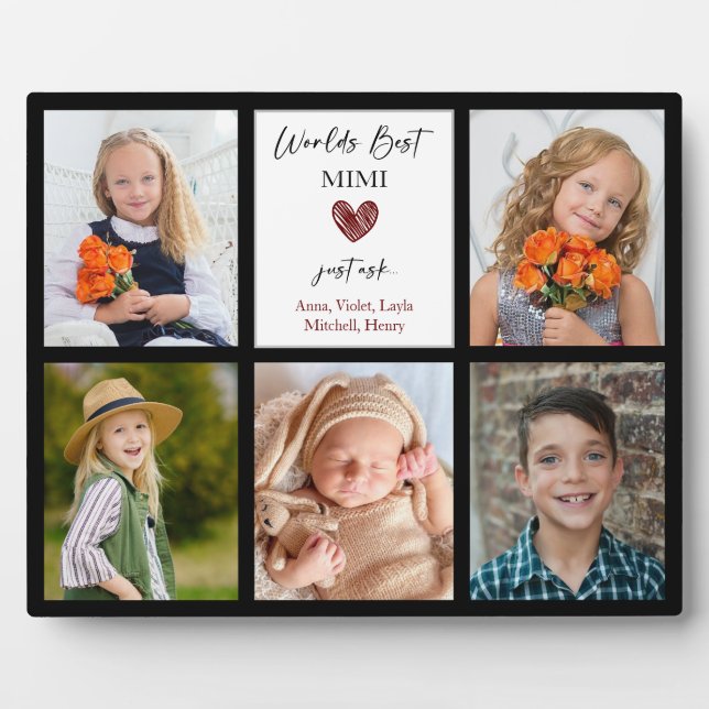 World's Best Mimi Grandmother Gift Photo Black Plaque (Front)