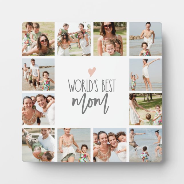 World's Best Mom 12 Photo Collage Plaque (Front)