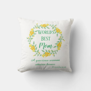 World's Best Mom Christian Quote Throw Pillow