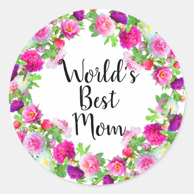 World's Best Mom Classic Round Sticker (Front)