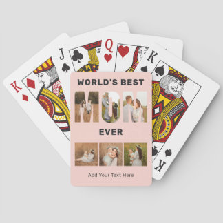 World's Best Mom Custom 6 Photo Pink  Playing Cards