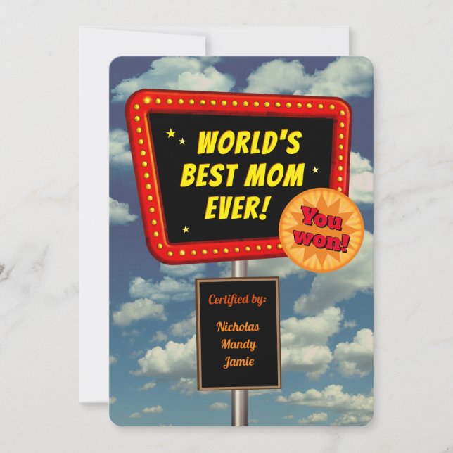 World's Best Mom (customizable) Card (Front)