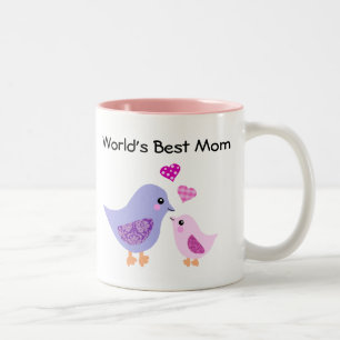 World's best mom cute bird & chick mug