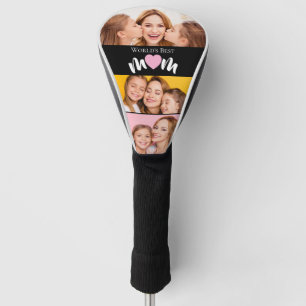Worlds Best Mom Cute Heart Elegant 3 Custom Photo  Golf Head Cover
