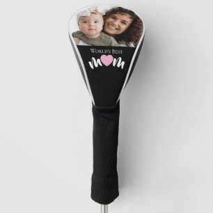 Worlds Best Mom  Cute Heart One Photo Custom Golf Head Cover