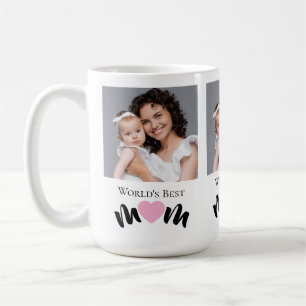 Worlds Best Mom Cute Heart White Elegant Coffee Mug