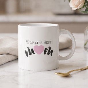 Worlds Best Mom Cute Heart White Elegant Espresso Cup