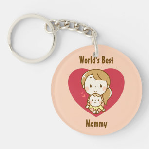 World's Best Mom Cute Mother's Day Kawaii Cartoon Keychain