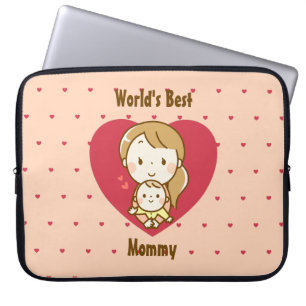 World's Best Mom Cute Mother's Day Kawaii Cartoon Laptop Sleeve