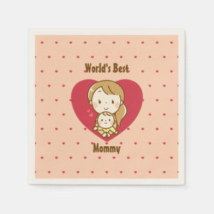 World's Best Mom Cute Mother's Day Kawaii Cartoon Napkin
