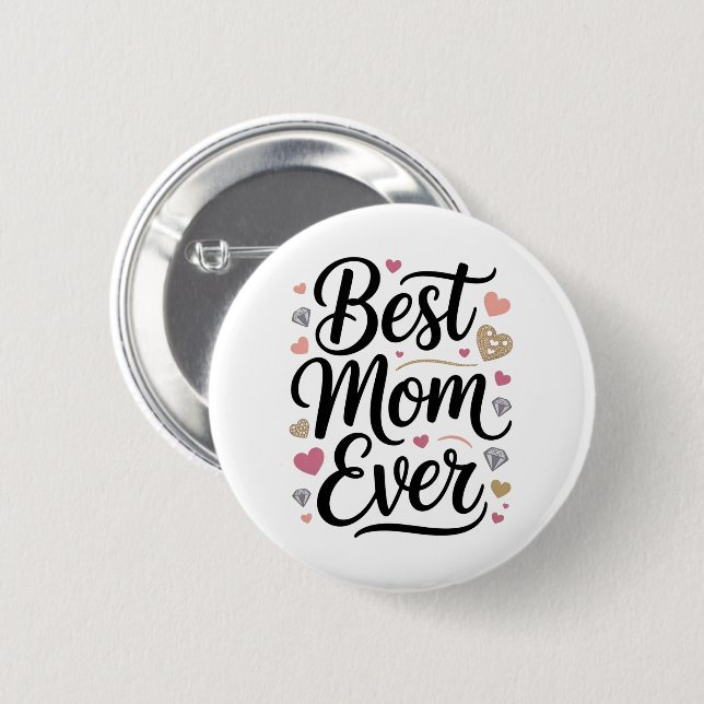 World's Best Mom Diamonds 2 Inch Round Button (Front & Back)