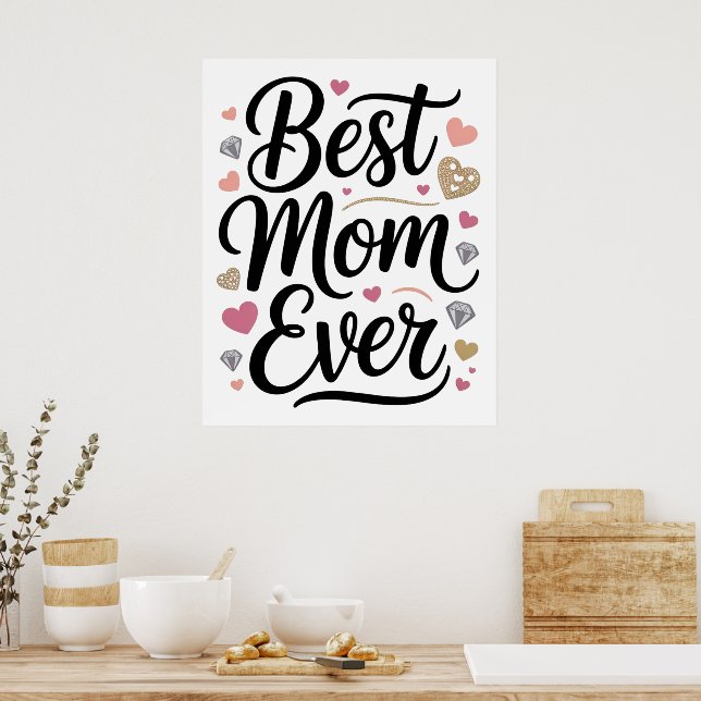 World's Best Mom Diamonds Personalized Poster (Kitchen)
