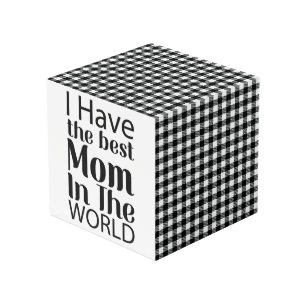 Worlds Best Mom Elegant Black and White Script Cube
