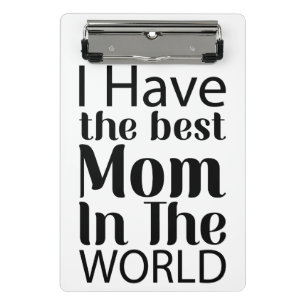 Worlds Best Mom Elegant Black and White Script Mini Clipboard
