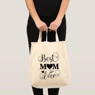 Worlds Best Mom Elegant Black and White Script Tote Bag