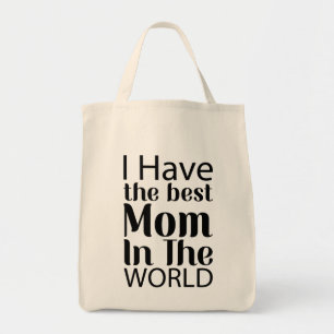 Worlds Best Mom Elegant Black and White Script Tote Bag