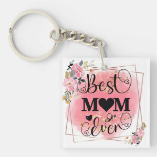 Worlds Best Mom Elegant Mother's Birthday Gift Keychain