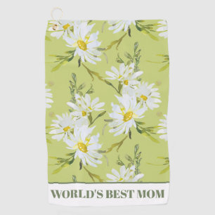 World's Best Mom Floral Botanical Daisy  Golf Towel