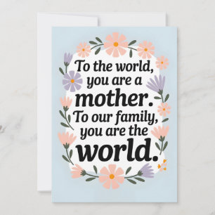 World's Best Mom Floral Wreath Mother's Day Quote Holiday Card