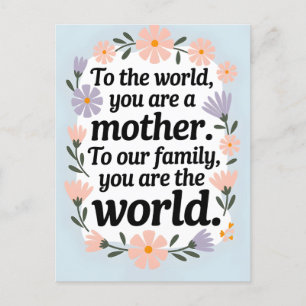 World's Best Mom Floral Wreath Mother's Day Quote Holiday Postcard