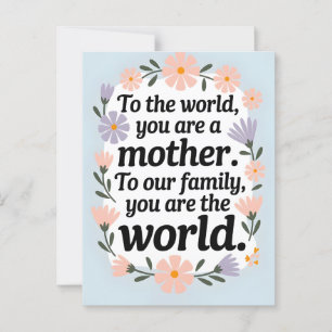 World's Best Mom Floral Wreath Mother's Day Quote Postcard