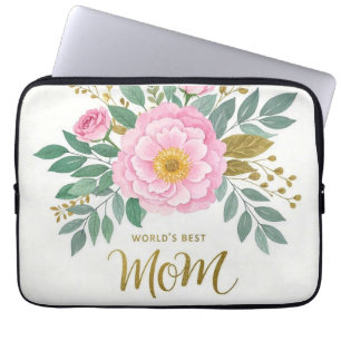 World's Best Mom Flowers Laptop Sleeve