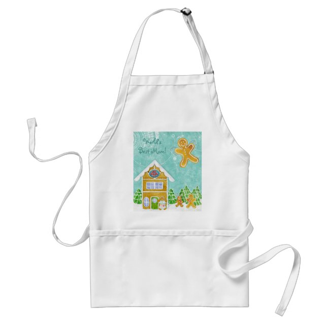 World's Best Mom - Gingerbread Cottage Apron (Front)