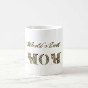 World's Best Mom Gold Sparkles Typography Coffee Mug