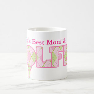 World's Best Mom & Golfer fun golfing pink mug