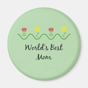 "World's Best Mom" graphic flowers design Magnet