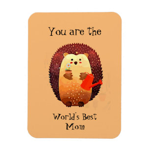 World's Best Mom Mother Quote Hedgehog Gardening Magnet