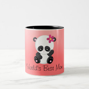 World's Best Mom Panda Pink and Black Two-Tone Coffee Mug