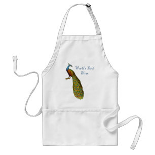 World's Best Mom Peacock Art Apron